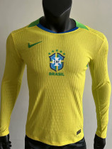 2025-26 Brazil W Home Long Sleeve Player Version Soccer Jersey (长袖球员)(带星)