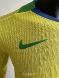 2025-26 Brazil W Home Long Sleeve Player Version Soccer Jersey (长袖球员)(带星)