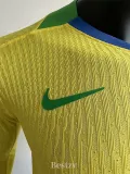 2025-26 Brazil W Home Long Sleeve Player Version Soccer Jersey (长袖球员)(带星)