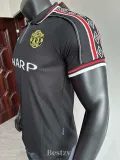 1998-1999 Man Utd Black Player Version Retro Soccer Jersey