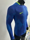 2025-26 Brazil Away Long Sleeve Player Version Soccer Jersey (长袖球员)(带星)