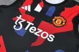 2025-26 Man Utd Black Tank top and shorts suit