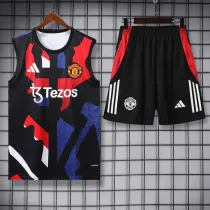 2025-26 Man Utd Black Tank top and shorts suit