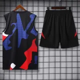 2025-26 Man Utd Black Tank top and shorts suit