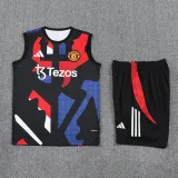 2025-26 Man Utd Black Tank top and shorts suit