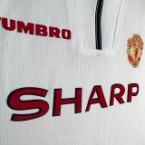 1998 Man Utd White Retro Retro Soccer Jersey