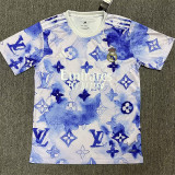 2025-26 RMA White Blue Special Edition Fans Training Shirts (L)