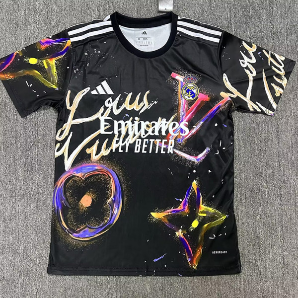 2025-26 RMA Black Blue Special Edition Fans Training Shirts (L)