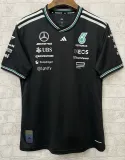 2025 F1 Mercedes Black T-Shirts Racing Suit(圆领)