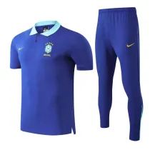 2025-26 Brazil Fancy blue Polo Tracksuit