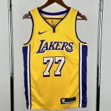 Lakers DONCIC #77 Yellow Top Quality Hot Pressing NBA Jersey(V领)