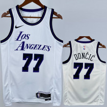 2022-23 LAKERS DONCIC #77 White City Edition Top Quality Hot Pressing NBA Jersey
