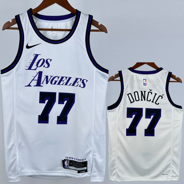 2022-23 LAKERS DONCIC #77 White City Edition Top Quality Hot Pressing NBA Jersey