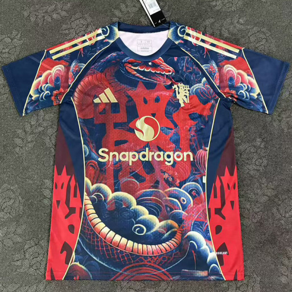2025-26 Man Utd Red Black Fans Training shirts (蛇纹)