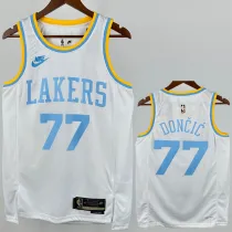 2022-23 Lakers DONCIC #77 White Retro Top Quality Hot Pressing NBA Jersey