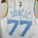 2022-23 Lakers DONCIC #77 White Retro Top Quality Hot Pressing NBA Jersey