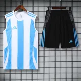 2025 AD White blue Tank top and shorts suit