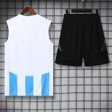2025 AD White blue Tank top and shorts suit