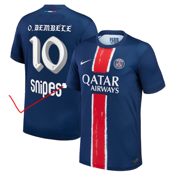 2024-25 PSG Home O.Dembélé #10 Fans Soccer Jersey (Snipes) (B-X-R Fonts)