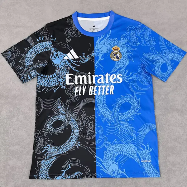 2025-26 RMA Blue Black Special Edition Fans Training Shirts (龙纹)