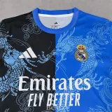 2025-26 RMA Blue Black Special Edition Fans Training Shirts (龙纹)