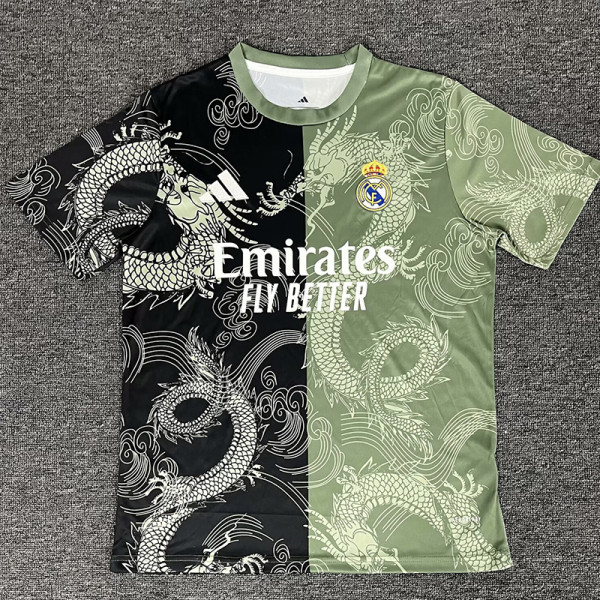 2025-26 RMA Green Black Special Edition Fans Training Shirts (龙纹)