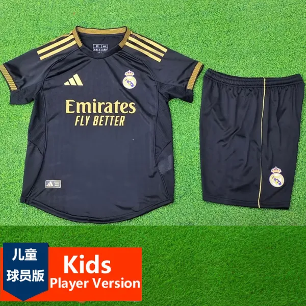 2025-26 RMA Black Special Edition Kids Player Version Soccer Jersey (球员童装)