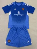 2025-26 Man Utd Blue GoalKeeper Kids Soccer Jersey