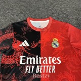 2025-26 RMA Red Black Special Edition Fans Training Shirts (龙纹)