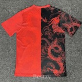 2025-26 RMA Red Black Special Edition Fans Training Shirts (龙纹)
