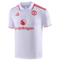 2025-26 Man Utd White Polo Short Sleeve