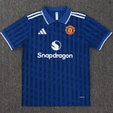 2025-26 Man Utd Blue Polo Short Sleeve