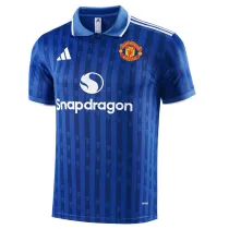 2025-26 Man Utd Blue Polo Short Sleeve