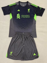 2025-26 LIV Black GoalKeeper Kids Soccer Jersey (绿标)
