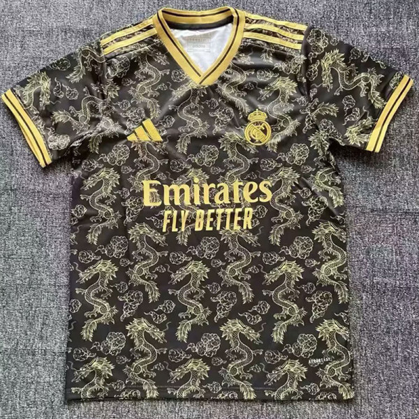 2025-26 RMA Gold Black Special Edition Fans Training Shirts