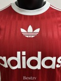 2025 AD Casual Red Player Version Training shirts (三叶草)