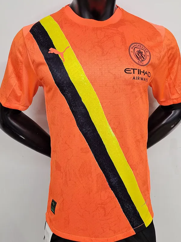 2025-26 Man City Orange Player Version Soccer Jersey