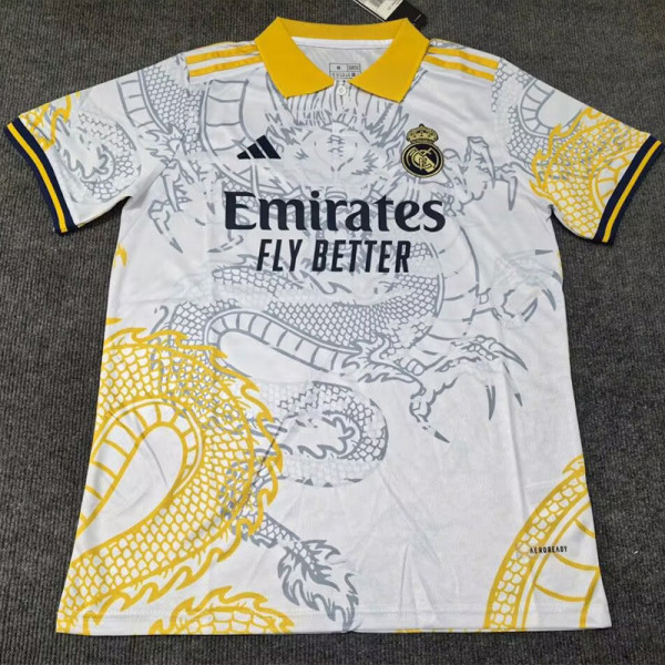 2025-26 RMA Yellow White Polo Short Sleeve (龙)