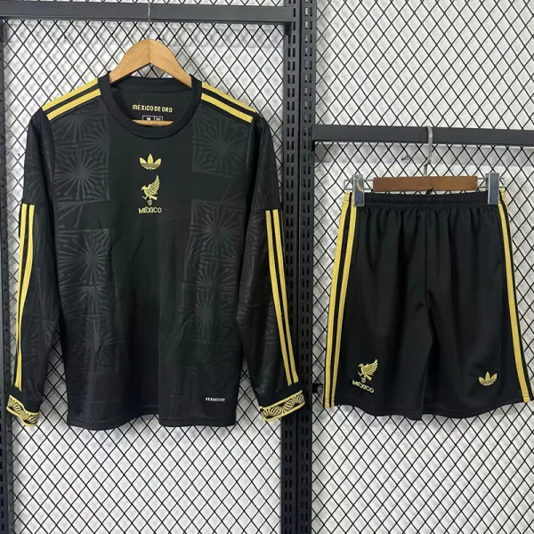 2025-26 Mexico Gold Cup Black Long Sleeve Kids Soccer Jersey (长袖)