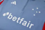 2024-25 Cruzeiro Blue grey Half Pull Tracksuit (半拉链)