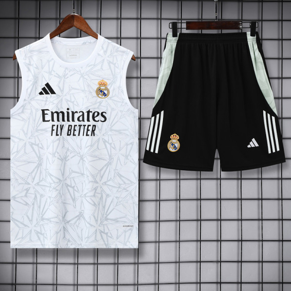 2025-26 RMA White Tank top and shorts suit
