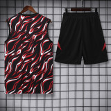 2025-26 Man Utd Black red Tank top and shorts suit