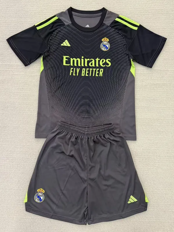2025-26 RMA Black GoalKeeper Kids Soccer Jersey
