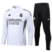 2025-26 RMA White Half Pull Tracksuit #B2505(半拉链)