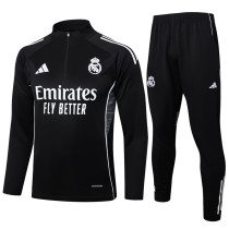 2025-26 RMA Black Half Pull Tracksuit #B2501(半拉链)