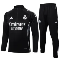 2025-26 RMA Black Half Pull Tracksuit #B2501(半拉链)