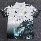 2025-26 RMA Black White Polo Short Sleeve (龙)