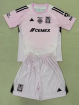 2025-26 Tigres UANL Pink GoalKeeper Kids Soccer Jersey