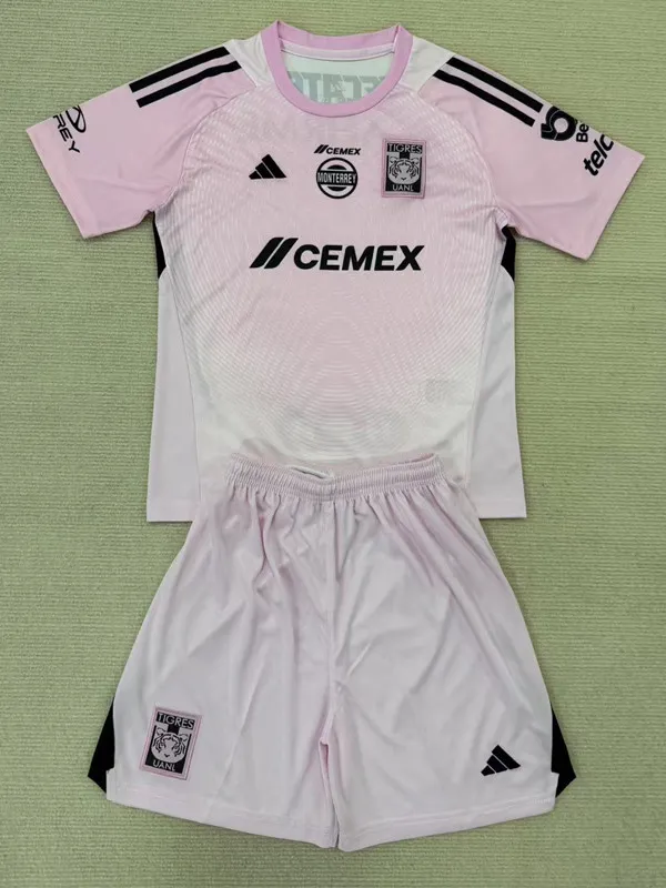2025-26 Tigres UANL Pink GoalKeeper Kids Soccer Jersey