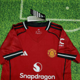 2025-26 Man Utd Home Kids Soccer Jersey